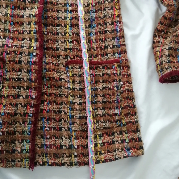 Anthropologie ett:twa Harlequin Boyfriend Colourful Tweed Long Jacket Small - Picture 16 of 17